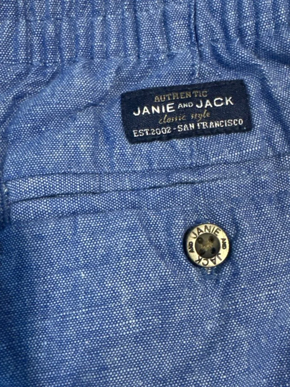 Janie And Jack Blue Linen-Blend Boys Shorts Size 12 Casual Elastic Waist